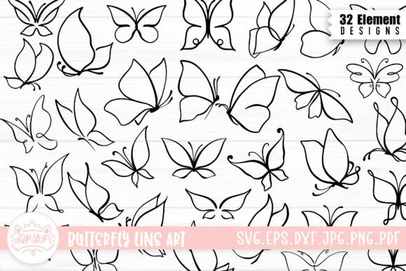 Download Butterfly Doodle LineArt Clipart Bundle - Lineart Collection