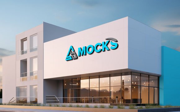 Download 3d Realistic Logo Mockup Building Sign - Logo mockup Collection