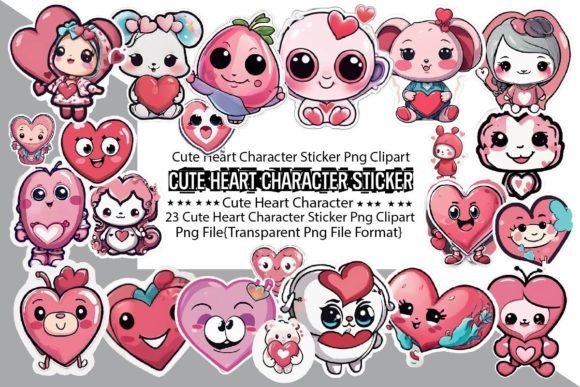 Download Cute Heart Character PNG Sticker Clipart - Png sticker Collection